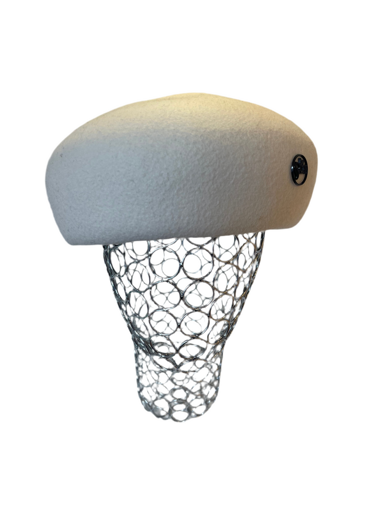 Béret rigide en laine blanc 