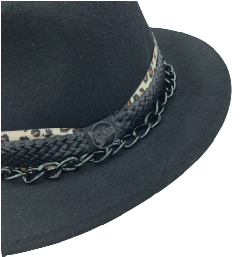 chapeau syna mariage barmitsva juif tsniout  hat accessoire chaine customisé personnalisé hiver leopard cuir