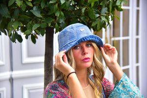 Ouvrir l&#39;image dans le diaporama, bob en jeans stone bleuaccessoire femme
