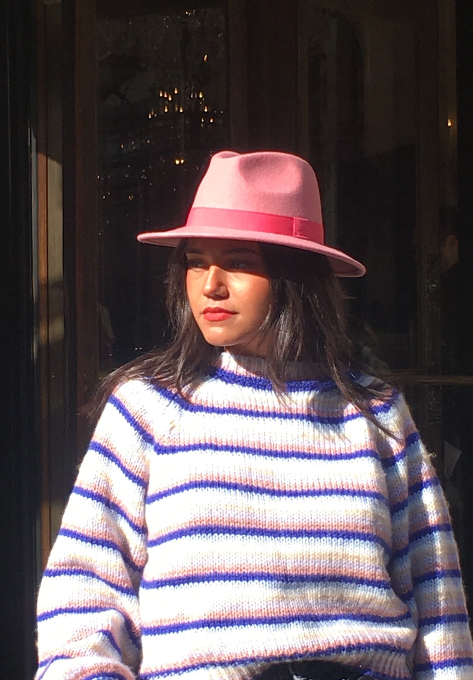 chapeau femme fedora accessoire laine pastel