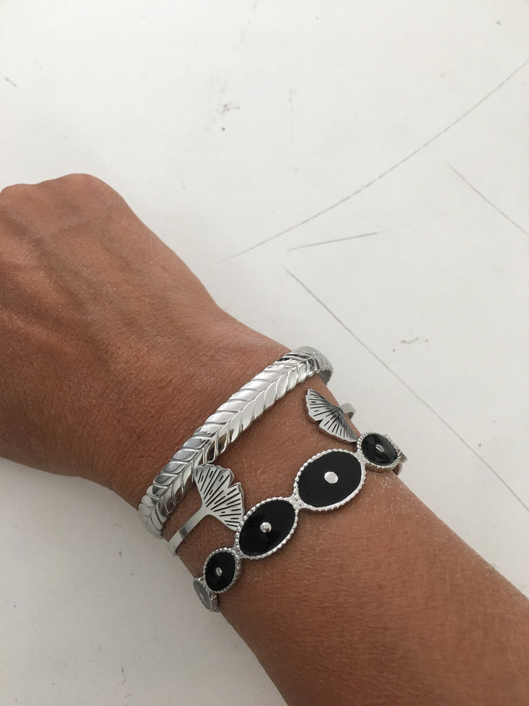 bracelet femme acier inoxydable noir silver accessoires bracelets ete