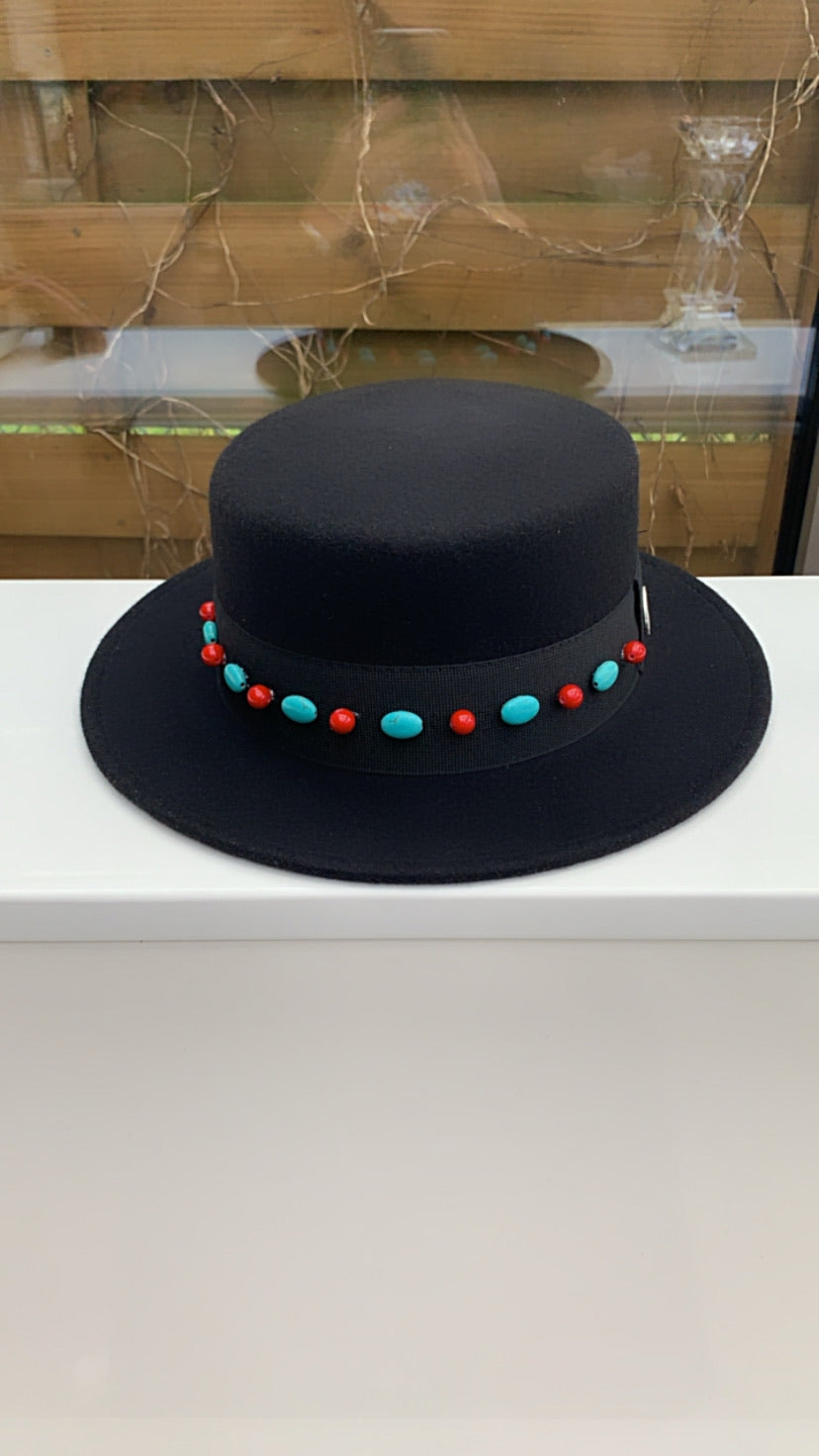 canotier Deva canotier noir avec perles inspiration Dior chapeau femme accessoires