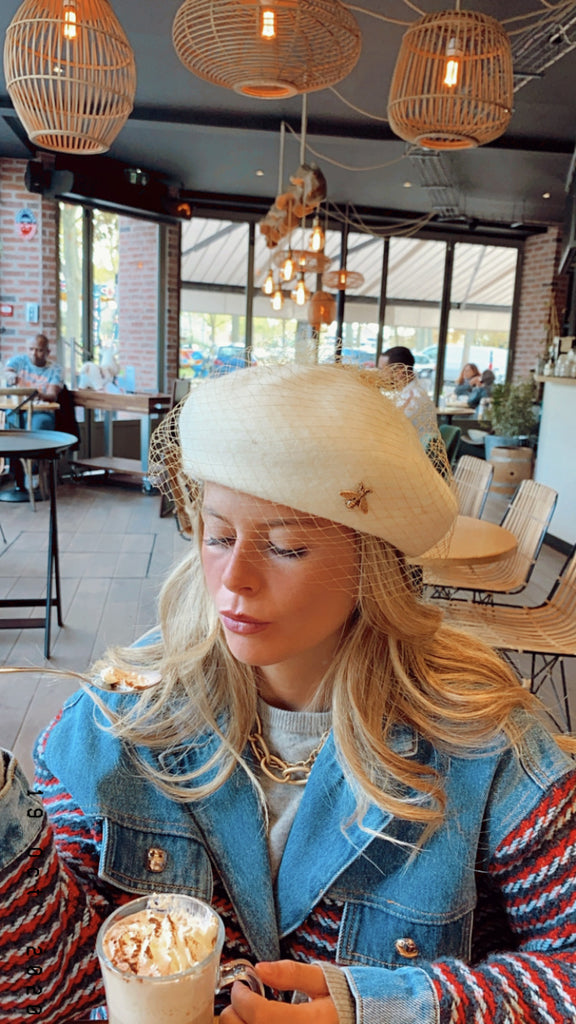 beret laine voilette ecru  modele lou