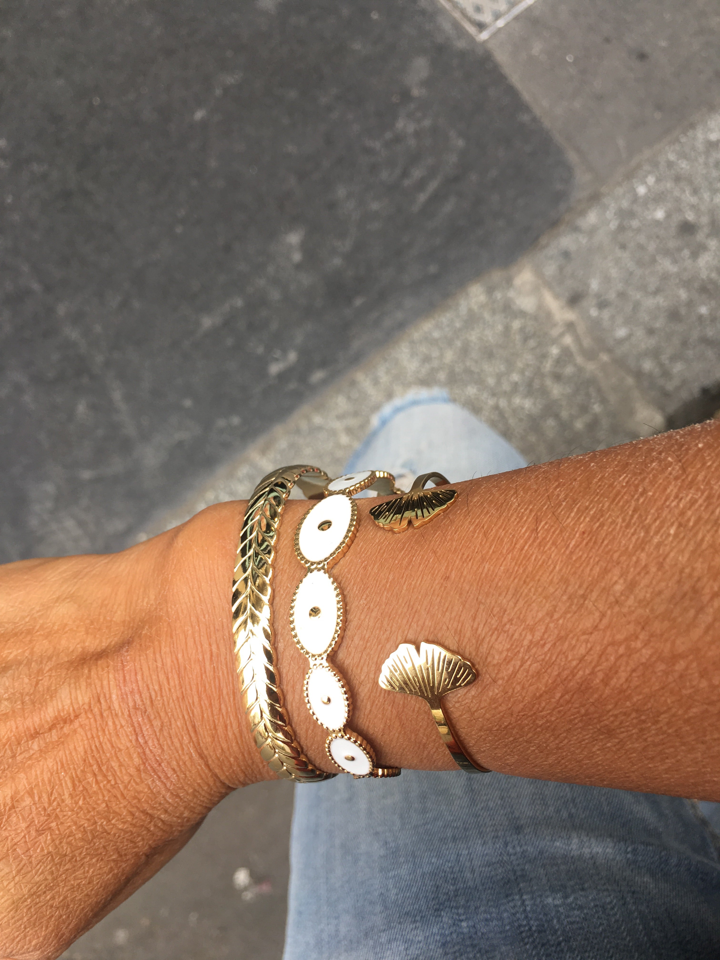 bracelet femme acier inoxydable blanc or accessoires bracelets ete