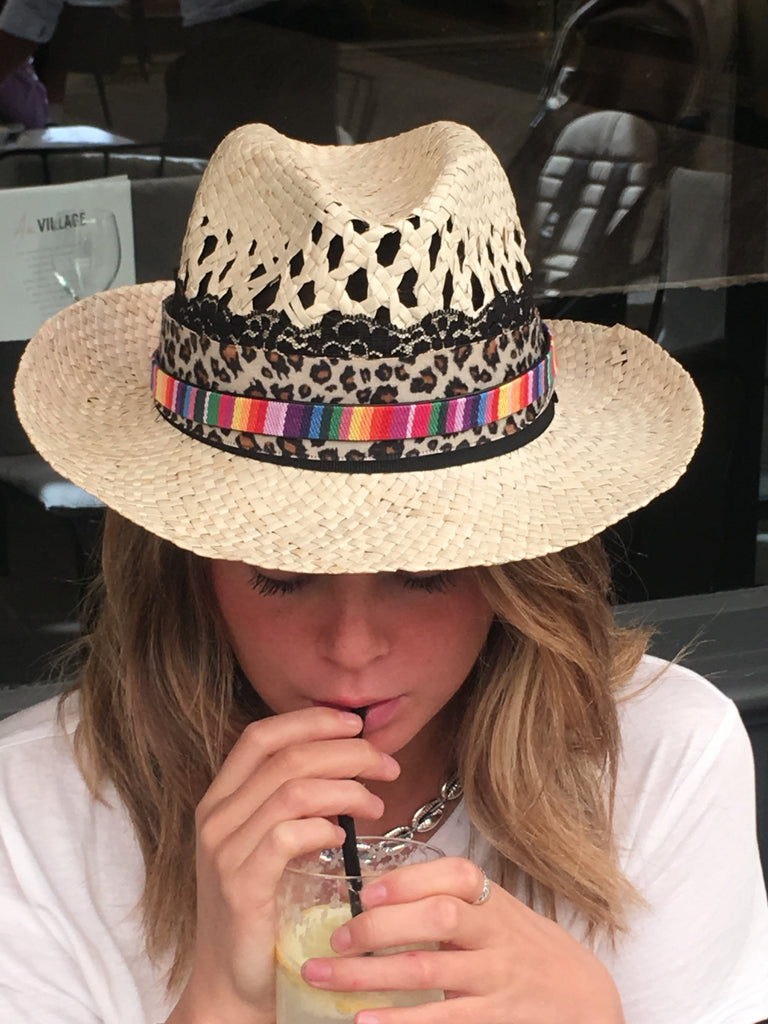 chapeau paille leopard multicolor accessoires couvrechef dentelle chapeau coachella by saje. chapeau nina
