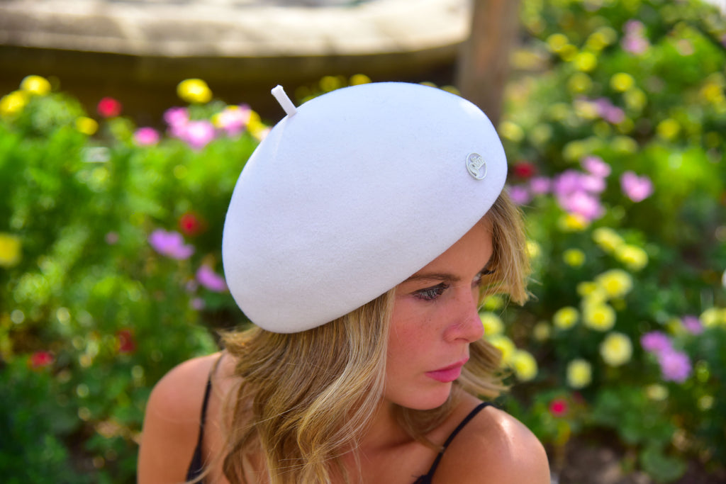 beret toque blanc ecru laine modele Axel accessoire evenement chapeau blanc